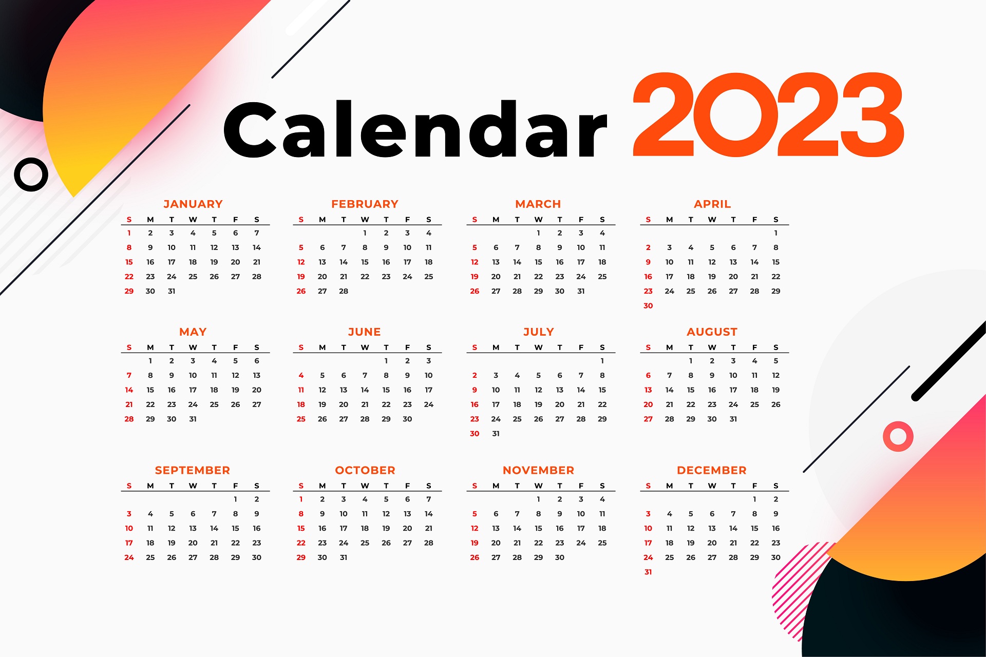 calendar 2023 with holidays wallpaper