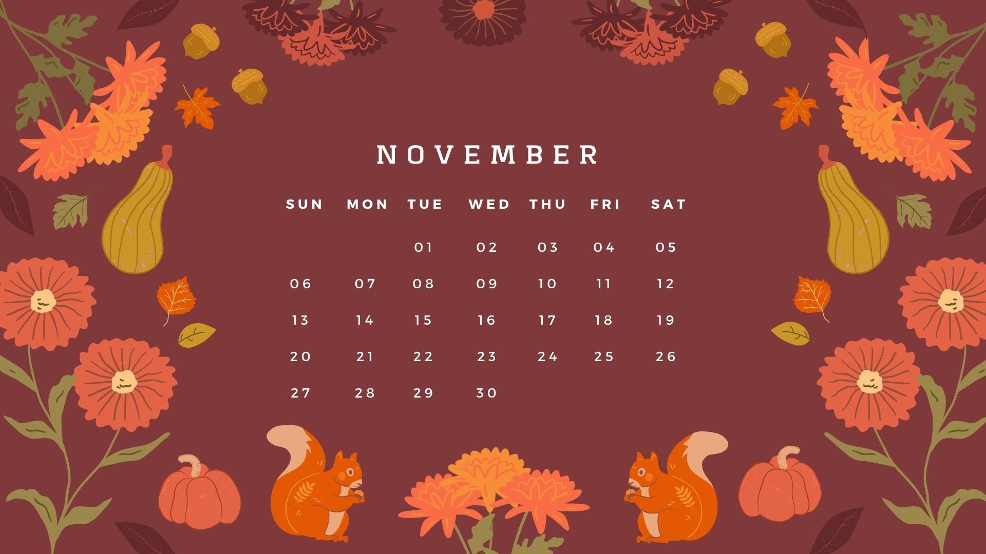 november 2022 calendar wallpaper holidays