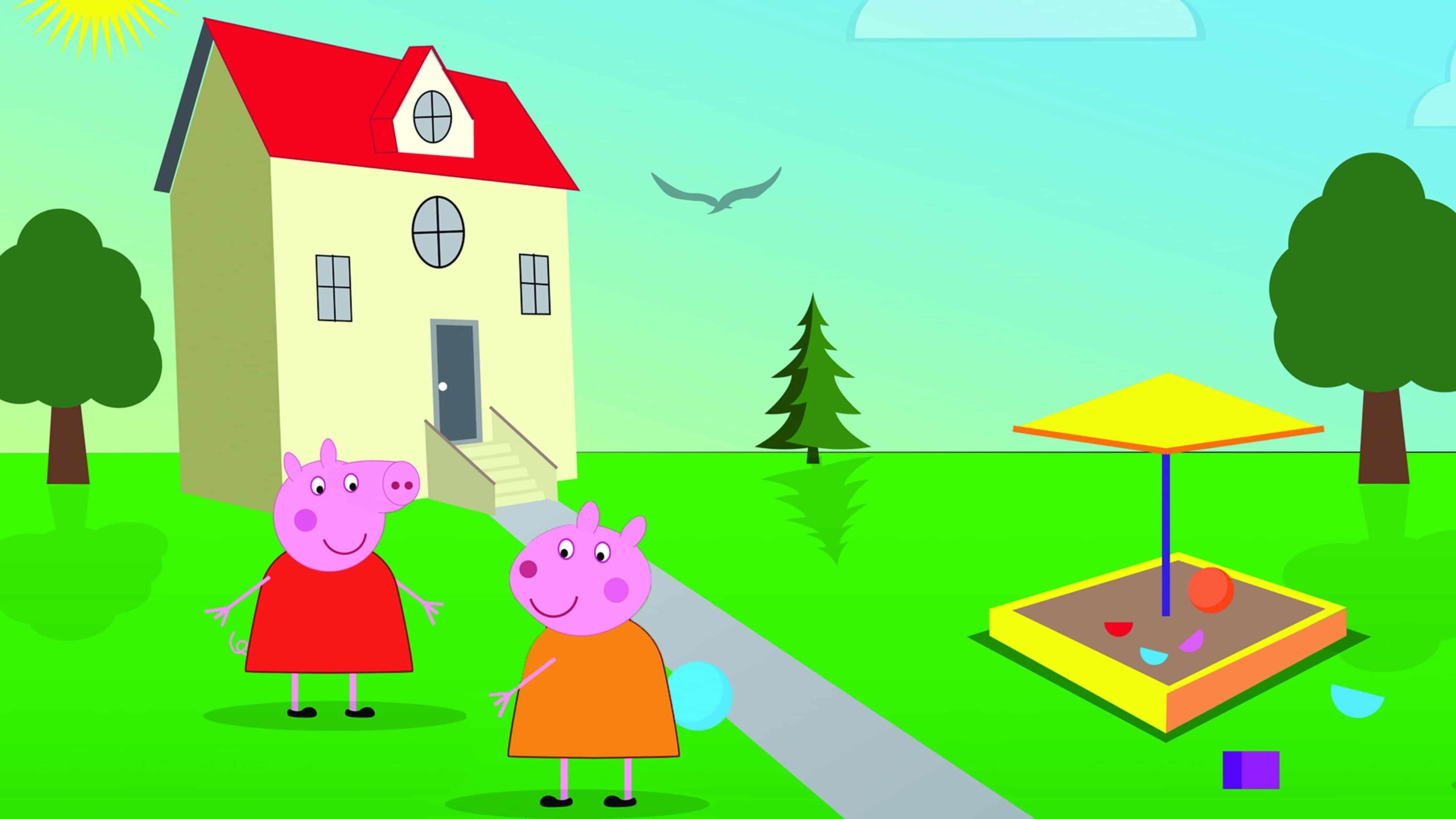 peppa pig wallpaper house and family