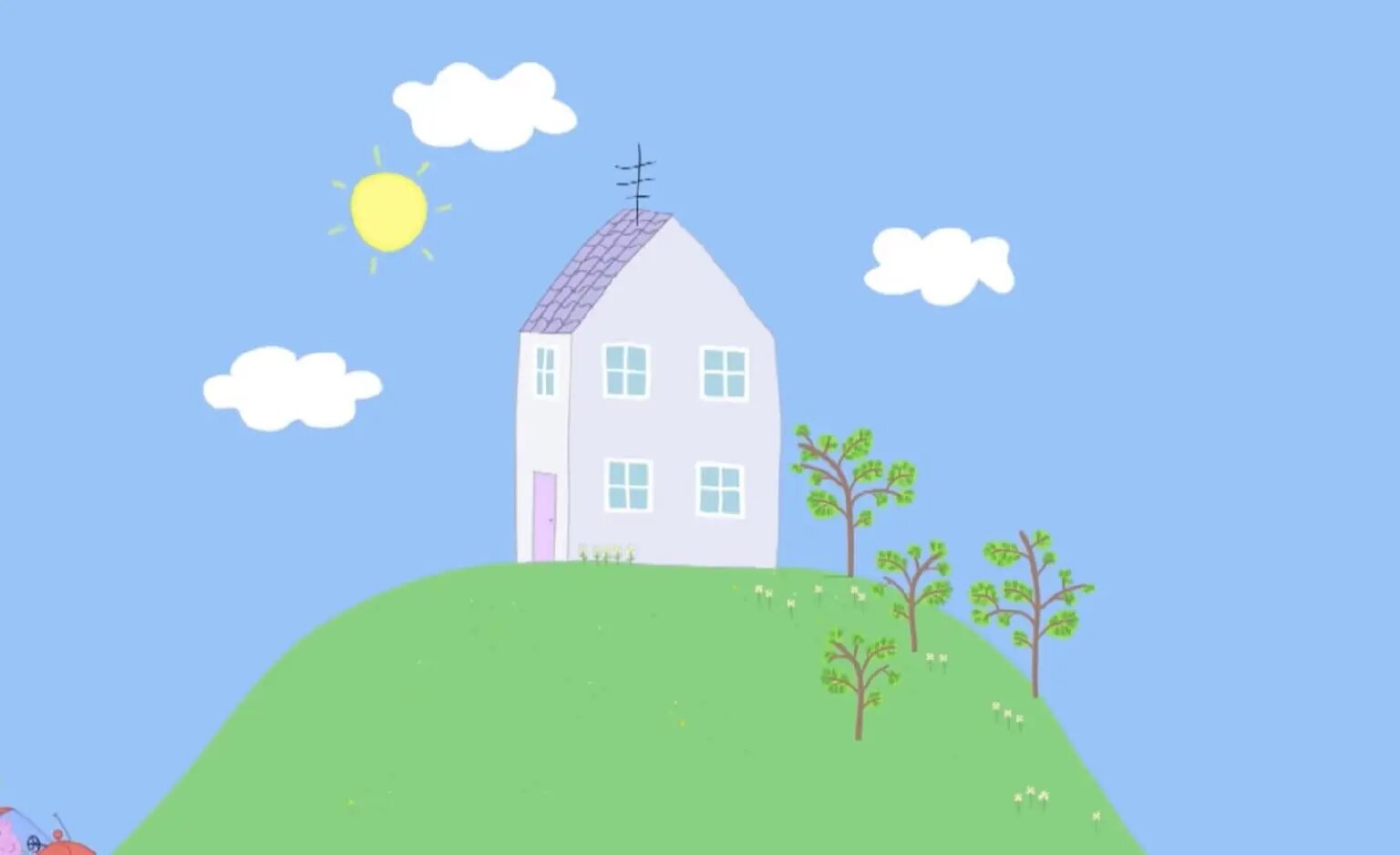 peppa pig wallpaper of her house and her family