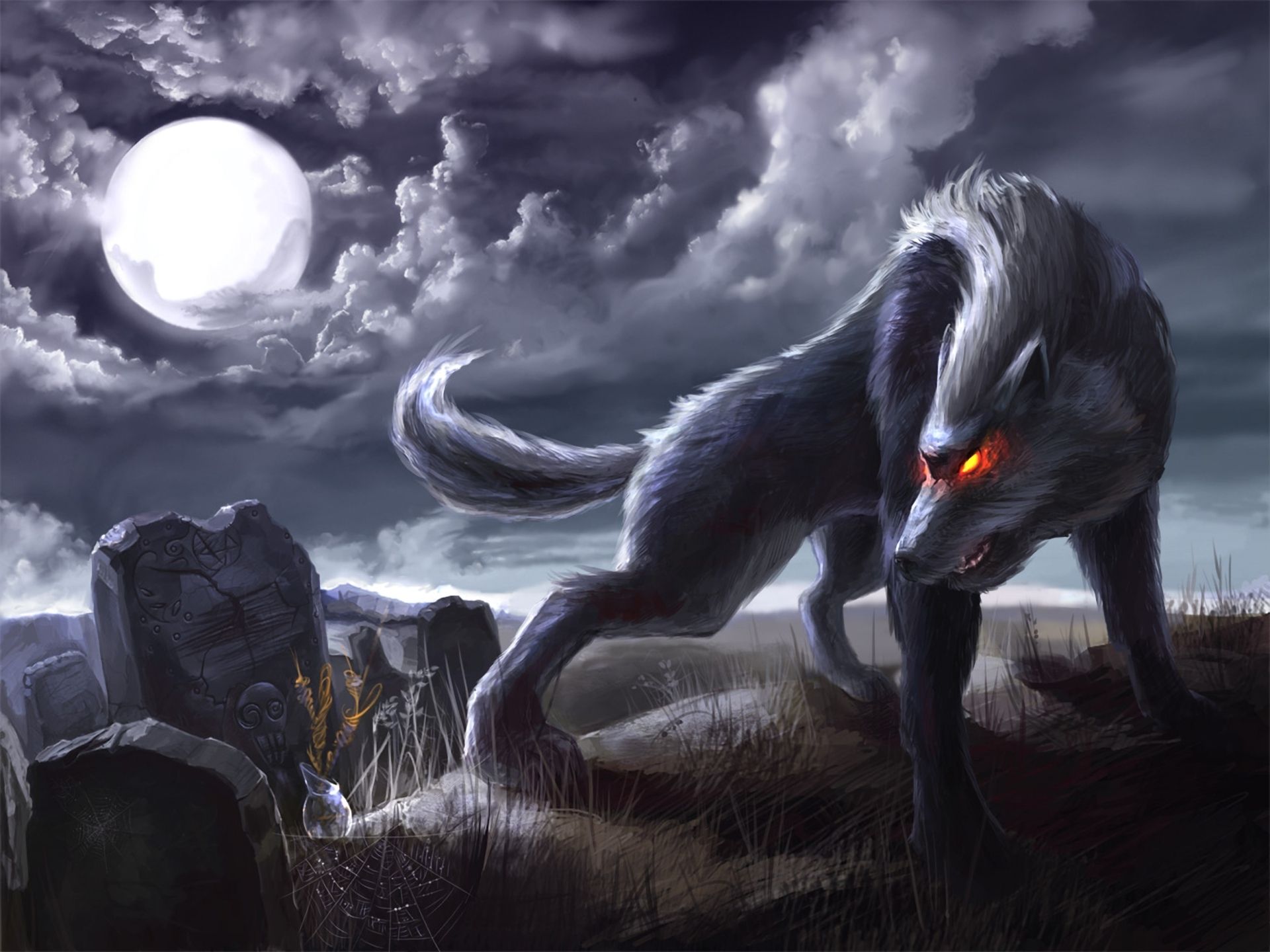 black and white anime wolf, werewolf images