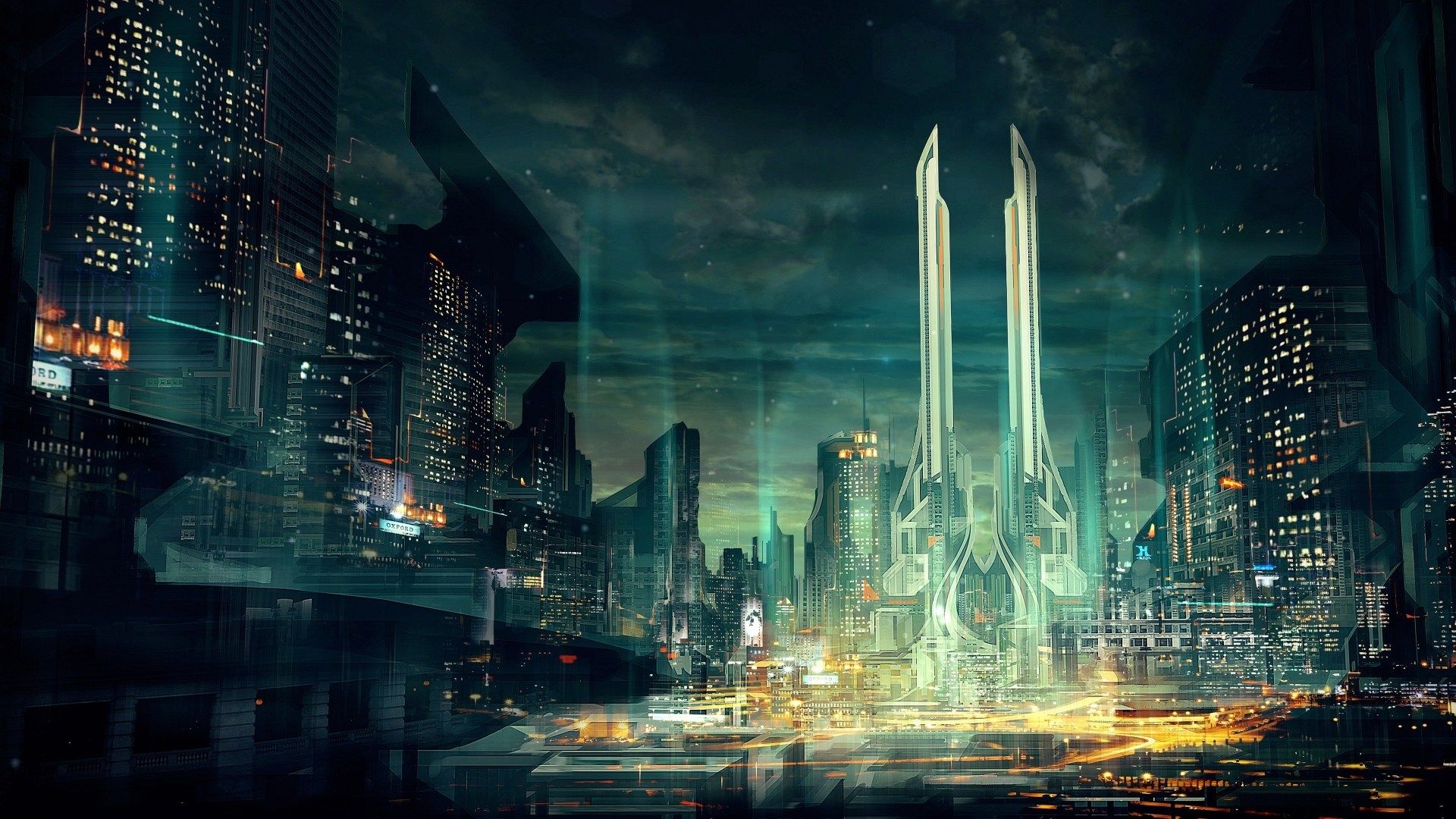 cyberpunk city background